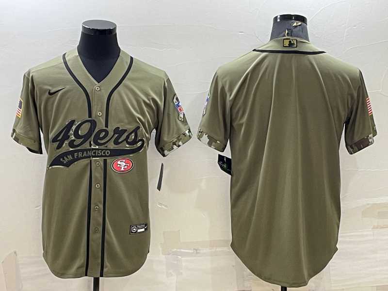 Men%27s San Francisco 49ers Blank Olive Salute to Service Cool Base Stitched Baseball Jersey